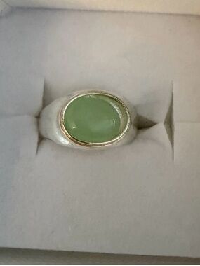 Sterling Silver Oval Green Jade Ring